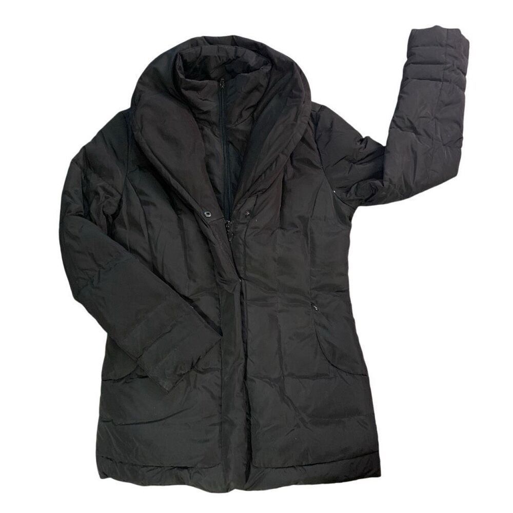 Calvin Klein Womens‎ Small Zip Snap Front Duck Down Puffer Coat Jacket Black